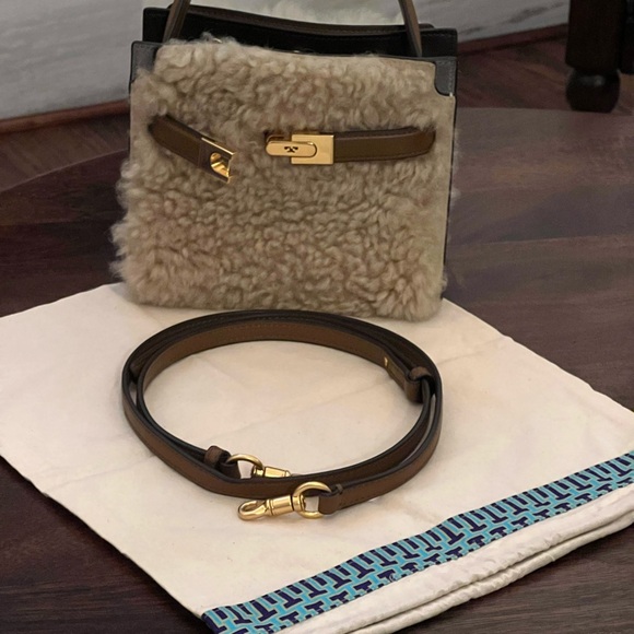 •Tory Burch Lee Radziwill Petite Shearling & leather double bag - Picture 13 of 13